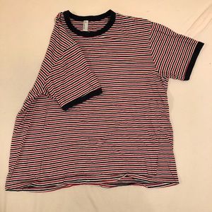 American apparel red and blue stripped shirt